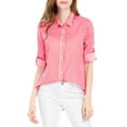 thumbnail image 1 of INSPIRE CHIC Chemises pour Femmes à Boutons, Manches Longues Retroussables, Col à Revers, TP, Rouge, 1 of 7