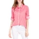 thumbnail image 1 of Camisas de mujer de manga larga con cuello de solapa y botones, con mangas enrollables, color rojo M, 1 of 7