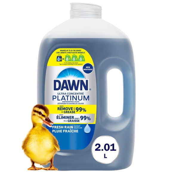 Dawn Platinum Refill Jug Dish Soap, Dishwashing Liquid, Tough Grease Removal, Fresh Rain 2.01L
