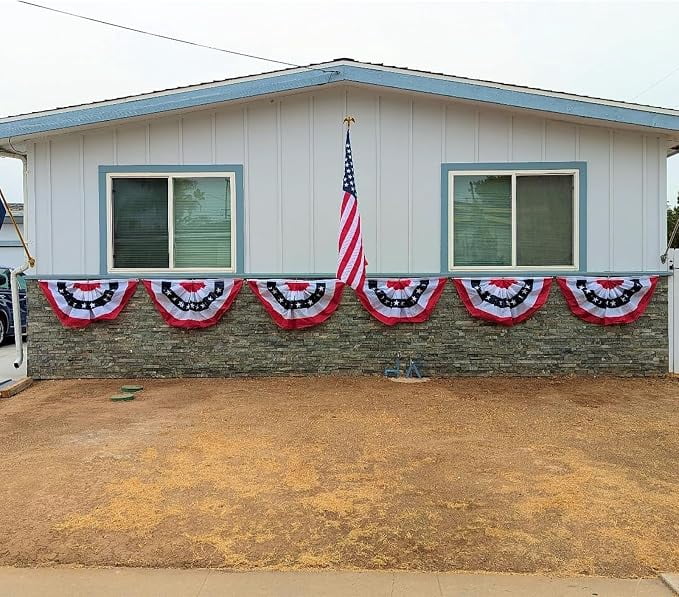FLAGWIN Bunting Flags Outdoor 2x4 Ft American Flag Buntings for Outside Embroidered Stars Patriotic Banner Decorations