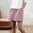 thumbnail image 4 of Pounoo Women's Striped Shorts Elastic Waist Drawstring Waistband Shorts Casual Errands Lightweight Soft Fabric Loose Style Shorts Gift, 4 of 6
