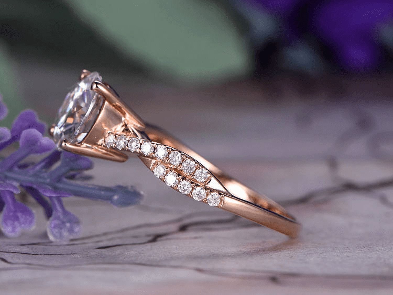HeartsAndYou 1.6ct Round Cut Moissanite Engagement Ring for Women Infinity Promise 18k Rose Gold Over Silver
