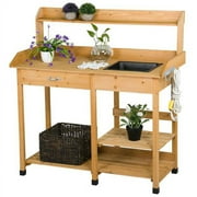 Alden Design Fir Wood Potting Bench with Removable Sink
