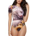 thumbnail image 1 of Fotbe Warm Sunflower Sleeping Cat Body de Mujer con Cuello Redondo y Mangas Cortas, Sin Mangas Ajustado, Suave, Cómodo y Básico-X-Large, 1 of 7