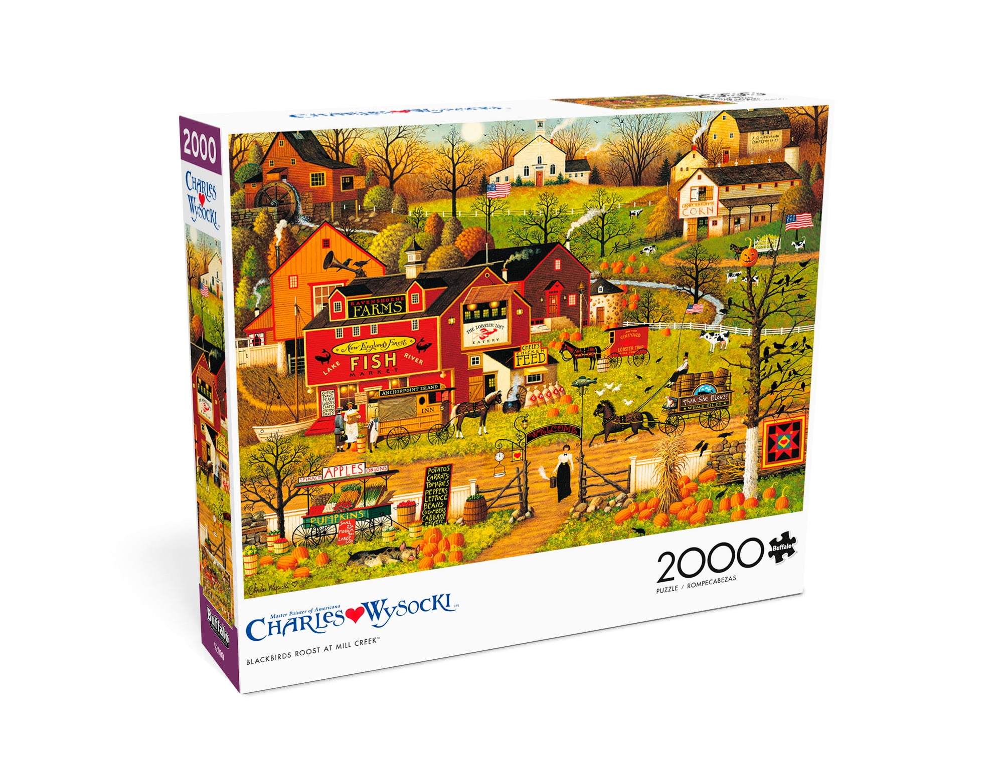 Buffalo Games 2000-Piece Charles Wysocki Blackbirds Roost at Mill Creek Interlocking Jigsaw Puzzle