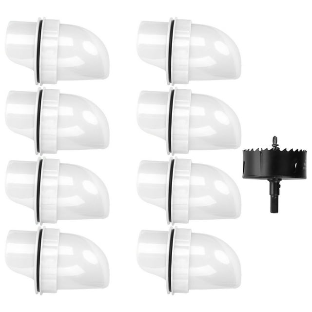 Comedero automático para pollos, 8 puertos y 1 sierra perforadora, resistente a la lluvia, para aves de corral, por gravedad, para pollos y patos, color blanco