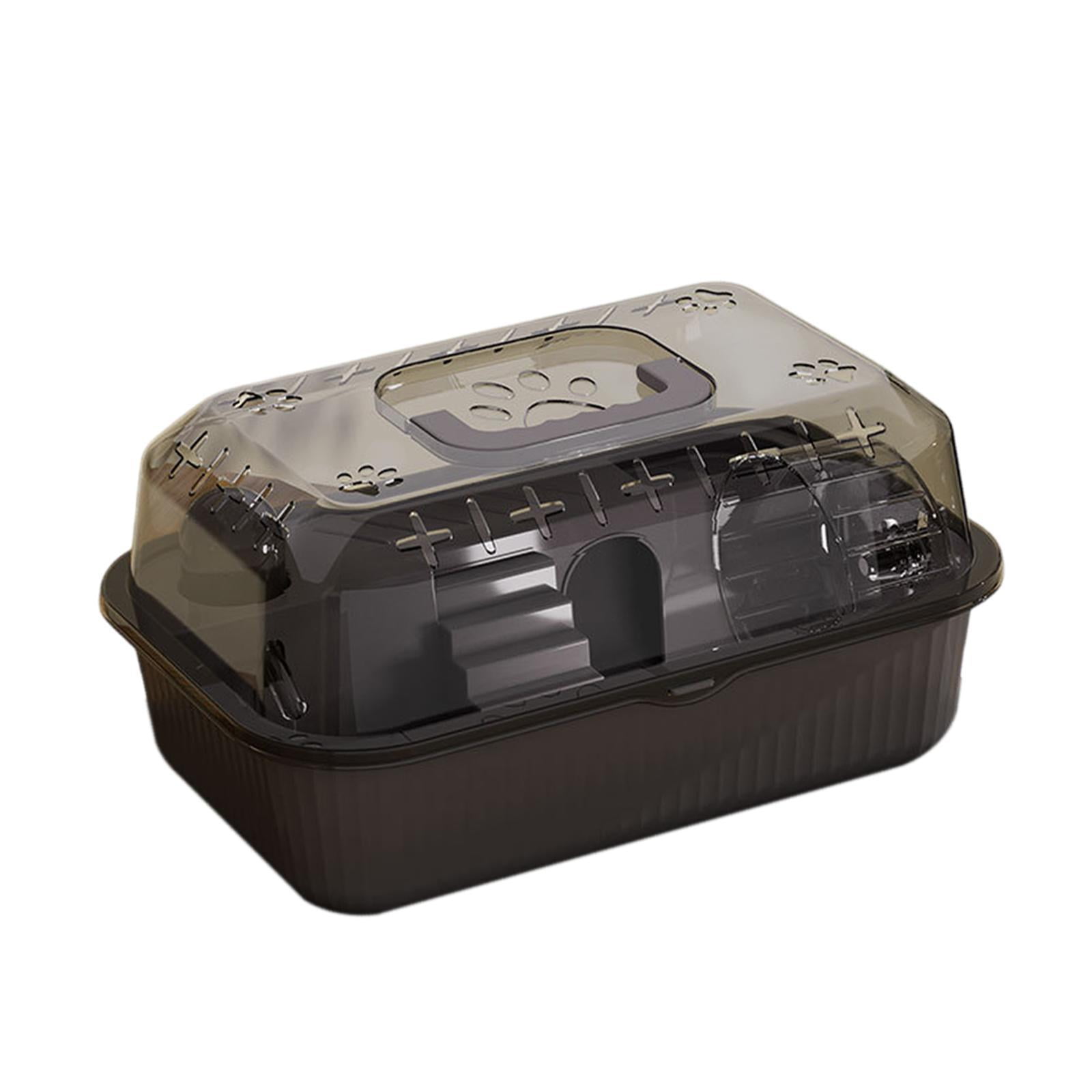 balikha Travel Transparent Hamster House Hamster Carry Case Cage Ventilation Portable Hamster Cage for Guinea Pigs Rats Small Animals Black