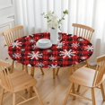 thumbnail image 3 of Red and Black Christmas Snowflake Pattern Round Fitted Tablecloth with Elastic Edge,Dining Table Cover Waterproof,Outdoor Round Tablecloth for Camping,Dining,Indoor and Outdoor, 3 of 7