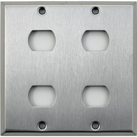 Steel Despard Wall Plate - Classic Accents Brushed Satin Stainless Steel 2 Gang Wall Plate - 4 Despard Openings