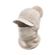 thumbnail image 2 of Pasamontañas de punto térmico, gorro, bufanda para el cuello con pompón, botón calentador, gorro de protección, máscara de esquí de invierno, gorro , Khaki DYNWAVEMX pasamontañas para motocicleta, 2 of 8