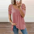 thumbnail image 2 of Pompotops Blouse à Manches Courtes Décontractée à Col en V pour Femmes, 2 of 5