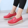 thumbnail image 6 of Women's Casual Loafers Slip On Leather Wedges Shoes Casual Platform Walking Shoes Female Classic Flats Boat Shoes, 6 of 10