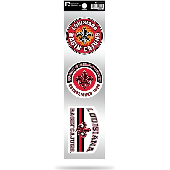 Louisiana Lafayette Ragin Cajuns Triple Retro Throwback Spirit Decals Flat Vinyl Auto Home Sticker Sheet University of