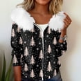 thumbnail image 4 of Women's Fashion Casual Sweater Zipper Cardigan, Christmas Themed Print Plush Hooded Jacket for Seasonal Holiday Cheer and Style,Black,L, 4 of 6