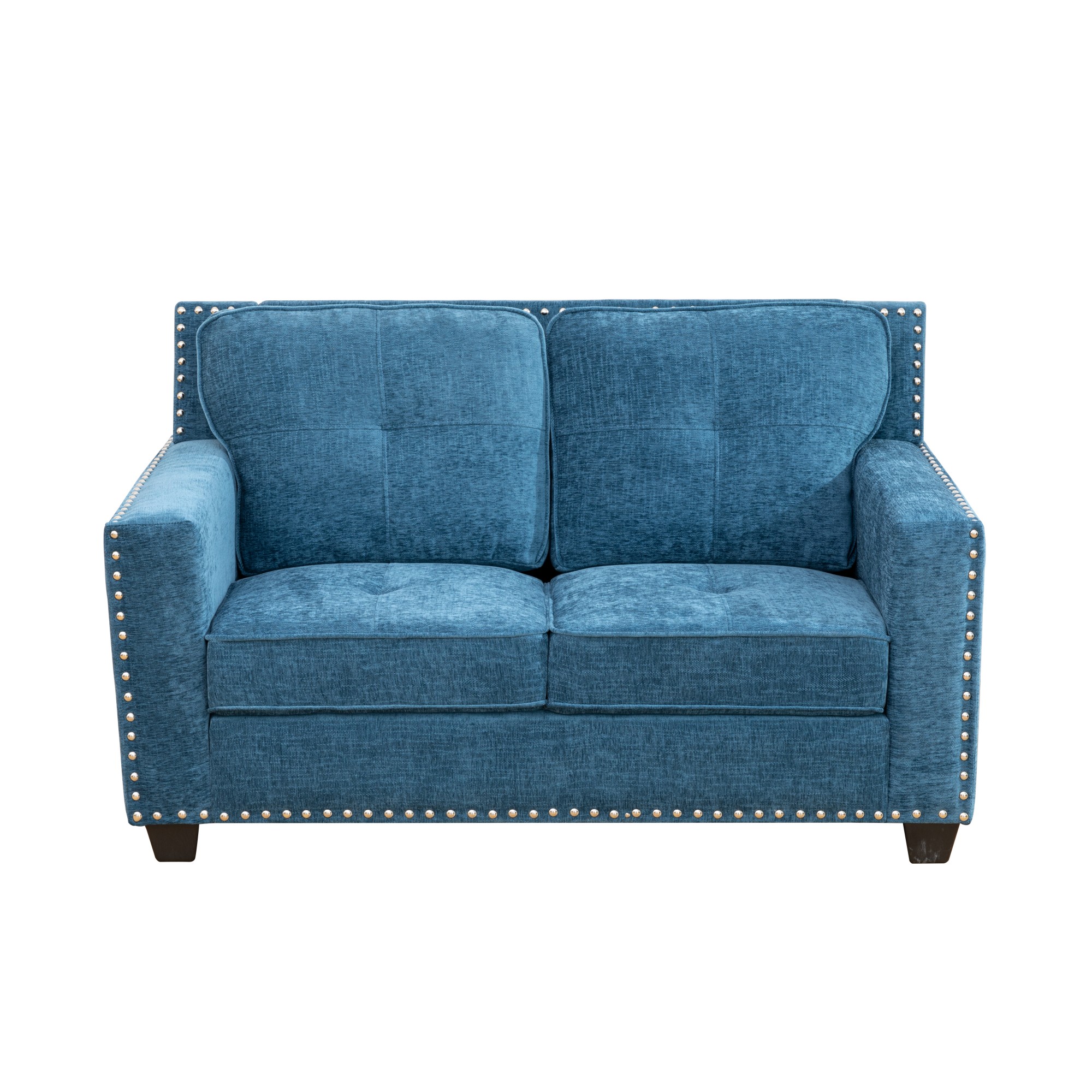 Gewnee 57" Linen Upholstered Loveseats with Nailhead Trim,Blue