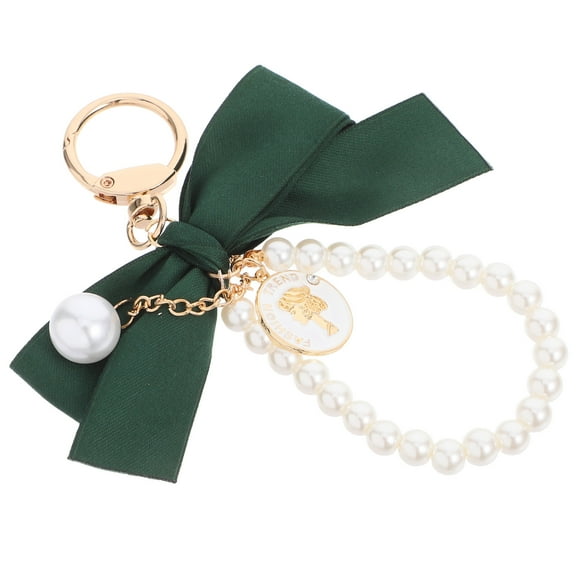 Cute Bow Keychain with Wristlet Bracelet Elegant Key Ring Stylish Bowknot Bag Charm Decorative Keychain for Car Backpack Purses Decor