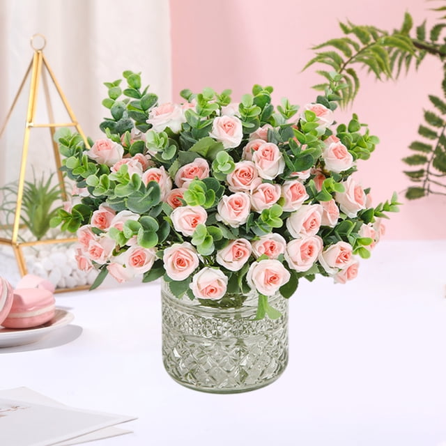 Decoración del hogar Flores artificiales Flores falsas Ramo de simulación Rosas Yasi Hogar Sala de estar Flores decorativas Boda Arreglos de jardinería Flores de simulación Ramo de simulación de rosas