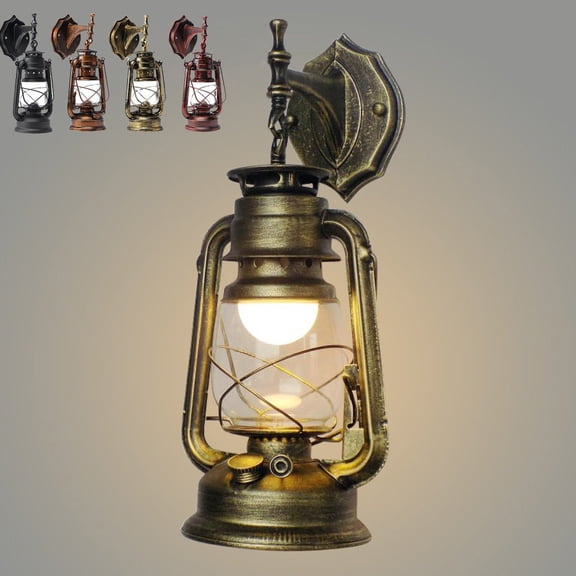 Rustic Wall Sconces Lantern Wall Sconce Retro Mounted Wall Lighting for Loft Bedroom Restaurant Farmhouse, Black