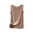 thumbnail image 2 of ITSAME Women's Tank Tops, Sleeveless Crew Neck Comfy Breathable Summer Solid Casual Basic T-Shirt Khaki L, 2 of 7