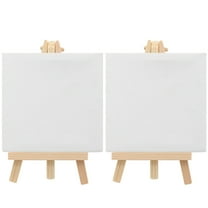 Milisten Painting Easel Mini Canvas Board and Easel Set White Wood 2 Sets 3.9X3.9X0.3In