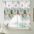 thumbnail image 2 of Beach Coastal Swag Valances for Windows, Kitchen Window Curtains Over Sink, Nautical Shell Starfish Coral Summer Window Treatment Curtains for Living Room/Bedroom Curtains 2 Panel Sets 36"x45", 2 of 8