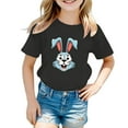thumbnail image 1 of Toimothcn Toddler Baby Girls Tees Happy Easter Cute Cartoon Rabbit Carrot Graphic Printed Short Sleeve Crew Neck Soft Loose Fit Tee Shirts 2-3 Years, 1 of 3