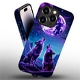 thumbnail image 3 of Punmada Compatible with iPhone 14 Pro Max Matte Case For Girl Boy Full Body Protective Hard Shell Esthetics Pattern Purple Moon Wolf, 3 of 7