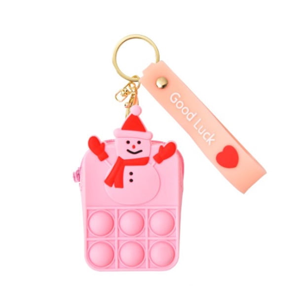 De Burbujas De Empuje Muñeco De Nieve De Navidad Monedero Llavero Bolsa Antiestrés Juguete De Descompresión De Silicona Eigraketly HA045173-01