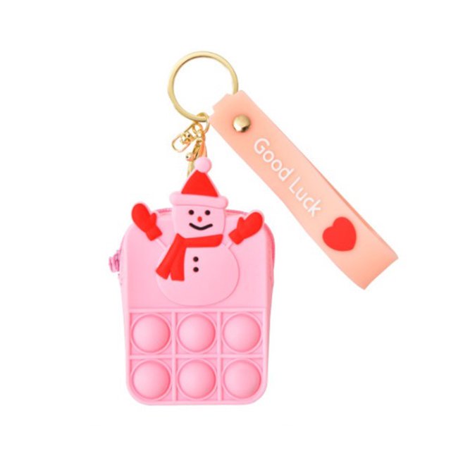 De Burbujas De Empuje Muñeco De Nieve De Navidad Monedero Llavero Bolsa Antiestrés Juguete De Descompresión De Silicona Methold HA045173-01