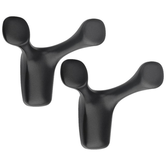 2 ganchos de pared modernos para colgar en la pared con soportes para tornillos. Negro