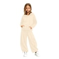 thumbnail image 2 of Angala 2 Piece Outfits For Girls Long Sleeve Cozy Hooded Sweatshirt With High Wwaist Pants With Back Pocket Set Girls Fall Season Wear Clothes, 2 of 6