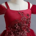 thumbnail image 4 of HAWEE Flower Girls Dresses Big Girls Off Shoulder Embroidered Puffy Dress Piano Costume Wedding Bridesmaid Princess Long Full Dress, Sizes 5-13Y, 4 of 8