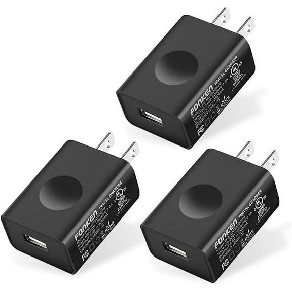 YJJSKEJI USB Wall Charger, 3-Pack 5V 2A Power Adapter Universal Travel USB Plug Cell Phone Block Cube Compatible With iPhone, iPad, Google Nexus, Samsung, LG, HTC, Moto, Kindle and More