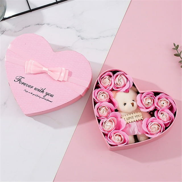 pstuiky Caja de regalo de rosa en forma de corazón. Regalo de San Valentín Navidad Día de la Madre cumpleaños.