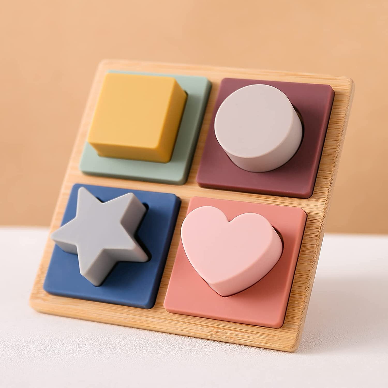 Silicone Shape Puzzle Nesting Soft Stacking Game Toddler Montessori Preschool Shape Board Toys