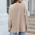 thumbnail image 5 of Blmnix V-Neck Dressy Tops for Women Solid Color Khaki Womens Blouses Plus Size Long Sleeve Athleisure cotton Tops, 5 of 7
