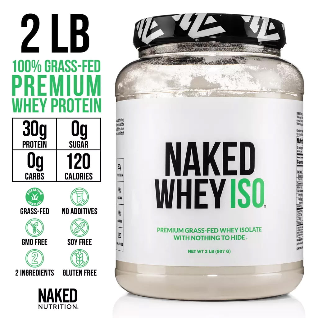 NAKED Whey Isolate Protein - Only 2 Ingredients, 30g Grass-Fed Protein, Unflavored, Undenatured, No GMO, No Soy, Gluten-Free, No Preservatives - 28 Servings