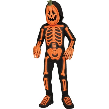 Skele Jack Boys Child Orange Black Skeleton Pumpkin Costume