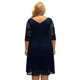 thumbnail image 2 of Mujeres más del tamaño vestido de encaje floral O-Cuello A-Line mangas de tres cuartos de cintura MABOTO Azul oscuro/XXL, 2 of 7