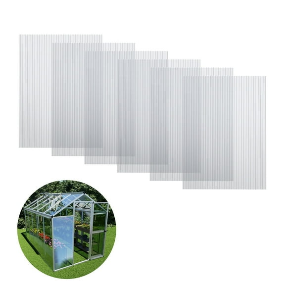 HOWEN 6Pcs 24'' (W) x 72'' (L) x 0.16'' Polycarbonate Panels, Waterproof UV Protected Reinforced Sheets, Outdoor Greenhouse and Gazebo Covering, Twin-Wall Clear Sheets