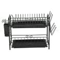 thumbnail image 4 of Zootealy 2-Tier Rustproof Dish Drying Rack Carbon Steel Dish Rack Multifunctional Organizer Dish Drainer with Drainboard Hooks Utensil Holder, 4 of 8