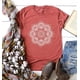thumbnail image 2 of Camiseta de mujer Blusa de verano con cuello redondo y manga corta con estampado floral, Rojo, M Methold AP002559-02, 2 of 5