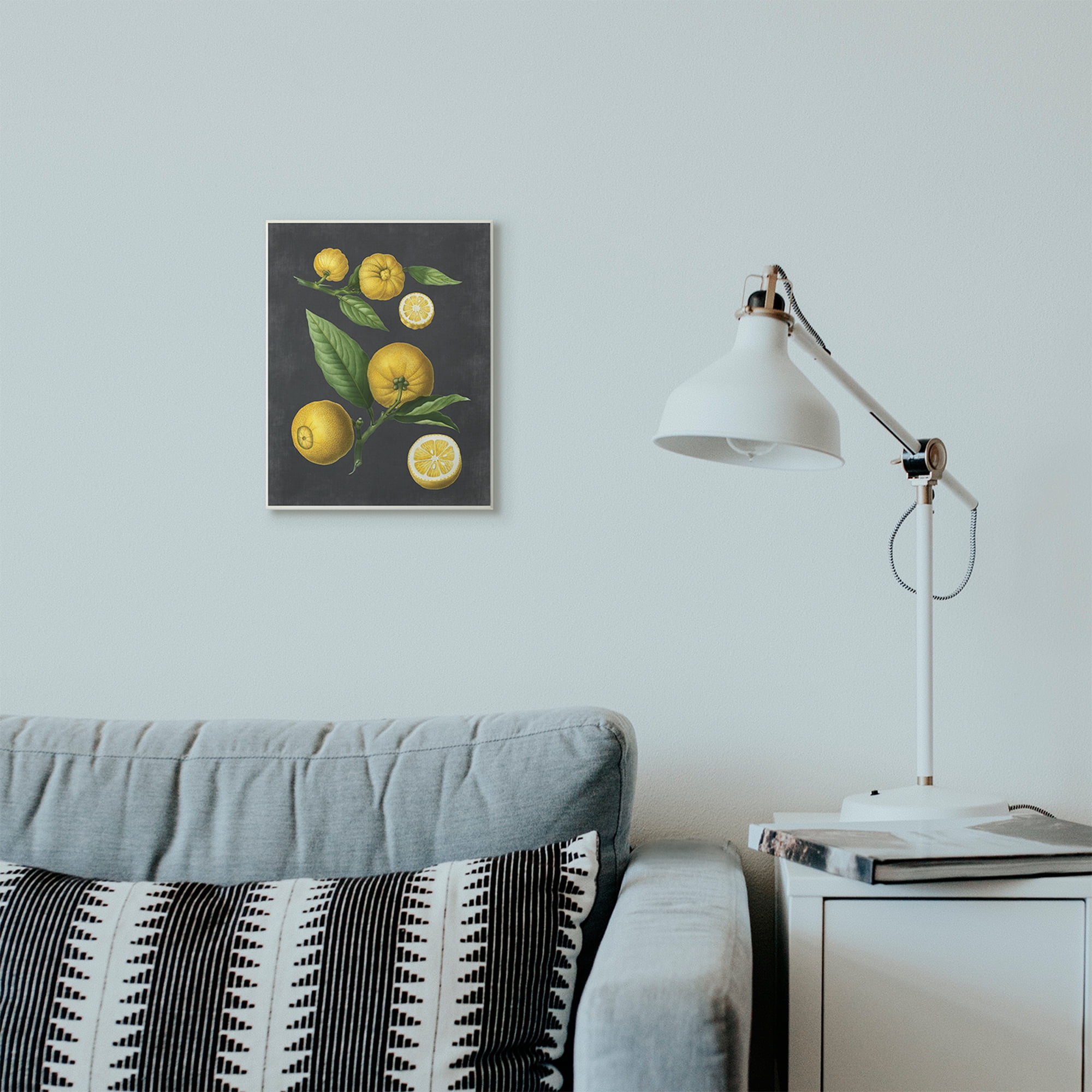 Stupell Industries Botanical Drawing Lemons On Black Design Wall Plaque by Lettered and Lined
