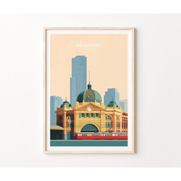 Melbourne Australia Yarra River Modern Cityscape Wall Art, Unframed Canvas 8x10in