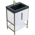 thumbnail image 2 of Fine Fixtures Serenity 24 in. W x 18 in. D x 33.5 in. H Bathroom Vanity in White Matte with Gel Coated Thick Edge top in Black with Satin Brass Hardware, 2 of 6