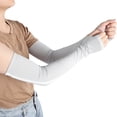 thumbnail image 4 of 1 par de calentadores de brazos unisex cubiertas de brazos anti-UV para deportes al aire libre mangas de medio dedo gris M, 4 of 5