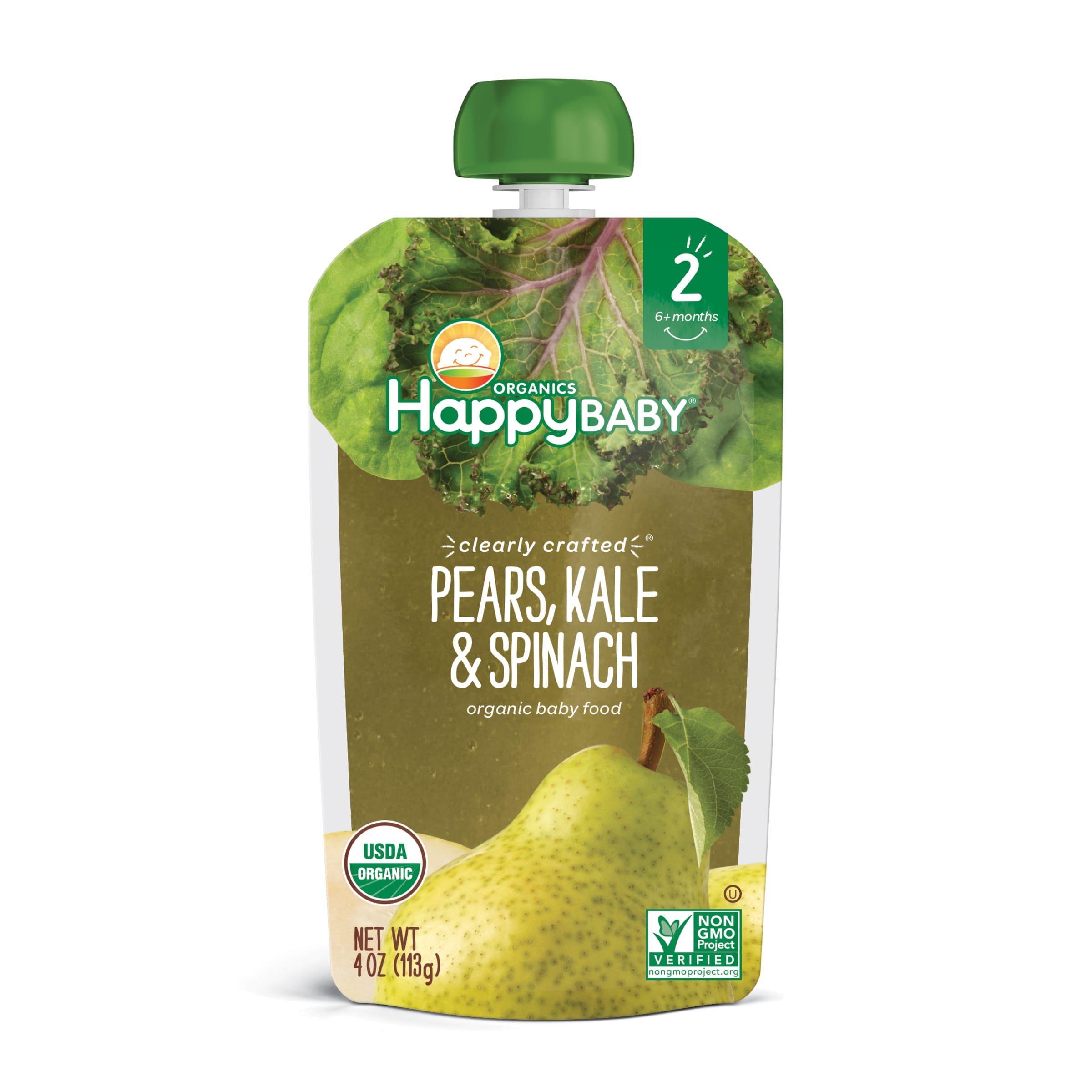 Happy Baby Organics Clearly Crafted, Stage 2 Pears Kale & Spinach