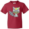 thumbnail image 3 of Inktastic Hipster Raccoon, Raccoon with Glasses, Flowers Youth T-Shirt, 3 of 5