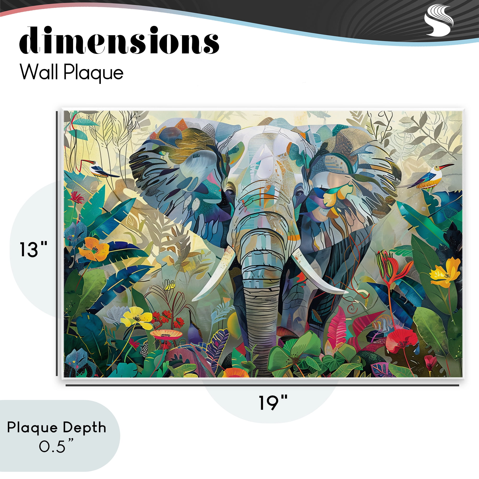 Stupell Industries Elephant's Realm in Tropical Bloom Wall Plaque Art, design by Lazar Studio