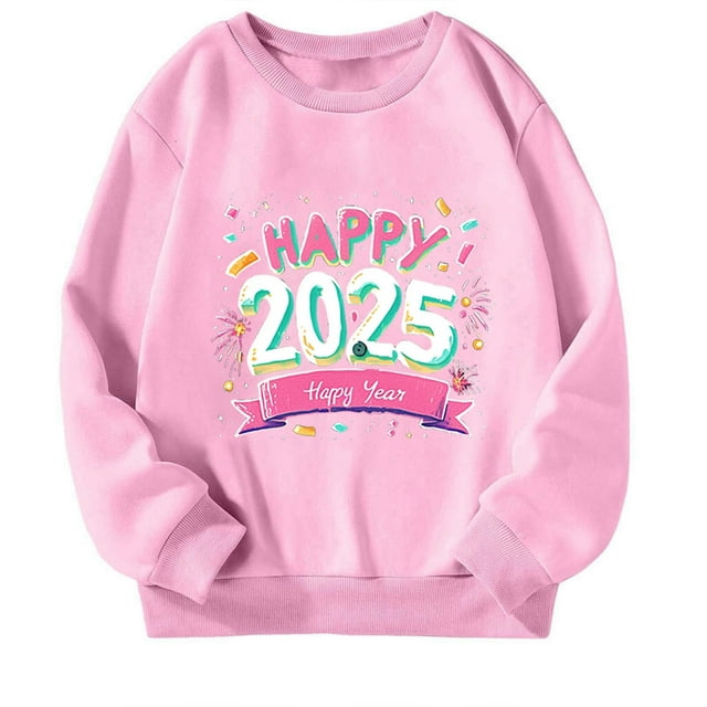 FAOWME Chandail en Molleton Décontracté pour Enfants Filles Garçons Automne Col Rond Manches Longues Sport Rose 18-24 Mois